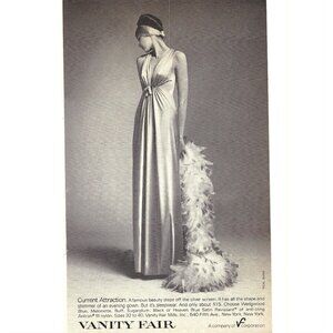 Vanity Fair Mills Silver Screen Evening Gown 1970s Vintage Print Ad 9 inch
